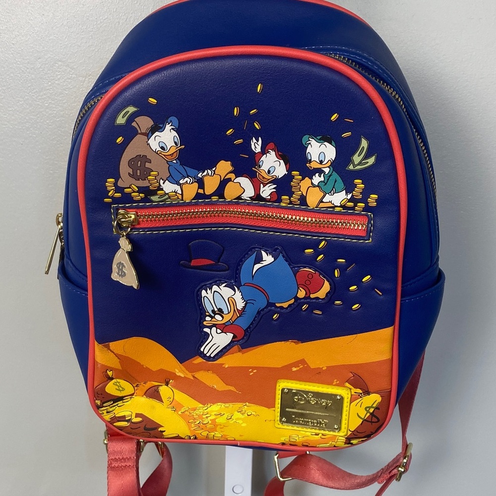 Loungefly Navy Blue and Red Scrooge McDuck Treasure Mini Backpack